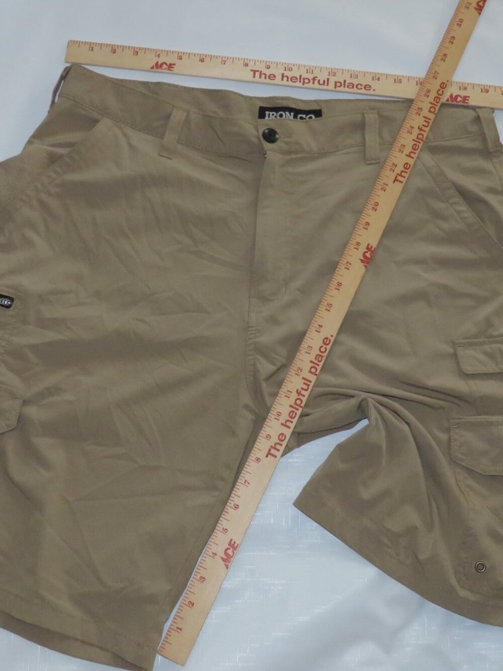 Iron Co. Men's Tan Stretch Cargo Shorts Size 38 | Utility Tactical Workwear |
